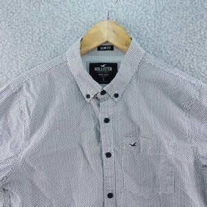 Hollister Mens Small Epic Flex Slim Fit Button Down Short Sleeve Geometric Shirt
